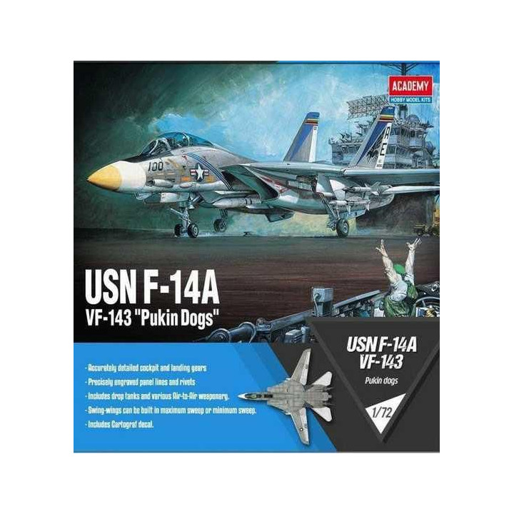 Model Kit letadlo 12563 - USN F-14A "VF-143 Pukin Dogs" (1:72)