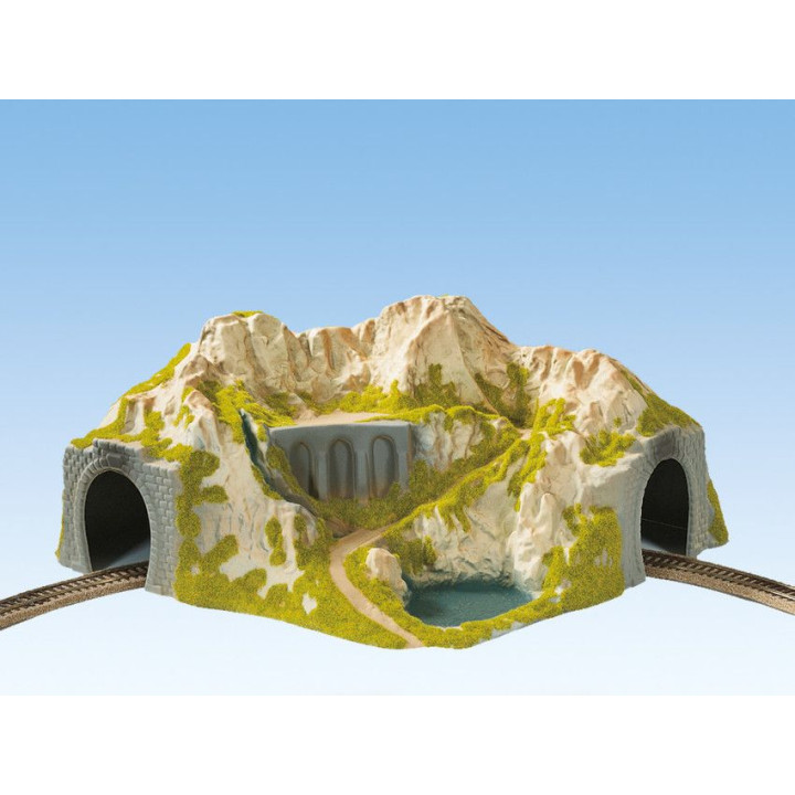 Hora s tunelom, oblúk, jednokoľajný 41 x 37 cm NO05130