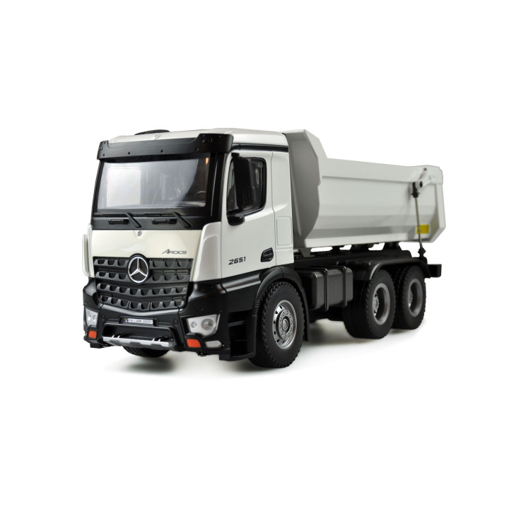 Mercedes truck tipper PRO kovový, 1:10, RTR, 2,4 GHz, biely