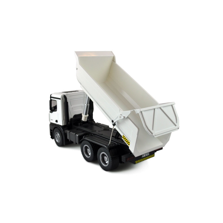 Mercedes truck tipper PRO kovový, 1:10, RTR, 2,4 GHz, biely