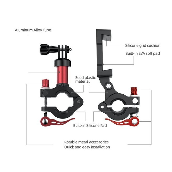 Osmo - Smartphone Holder & Action Camera Holder Set for Bicycles (červená-černá)