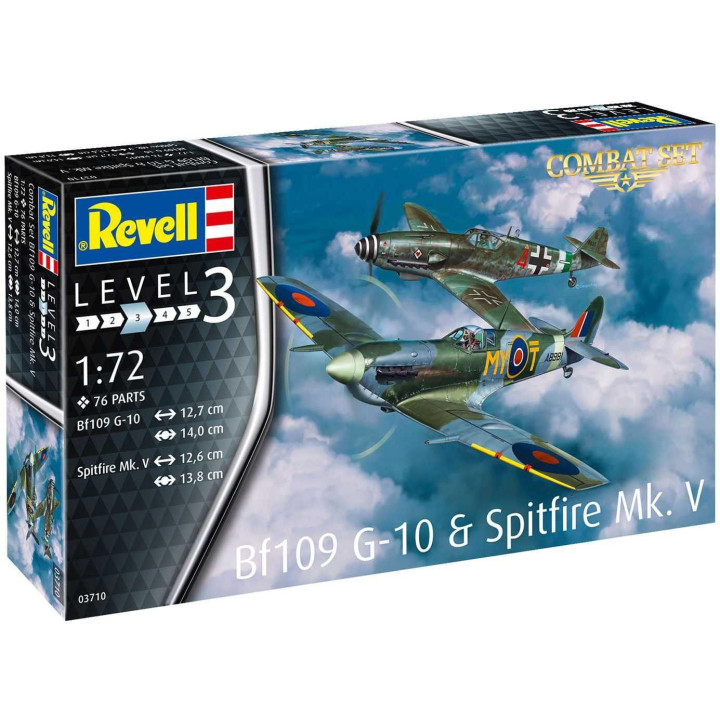 Plastic Modelkit letadla 03710 - Bf109G-10 & Spitfire Mk.V (1:72)