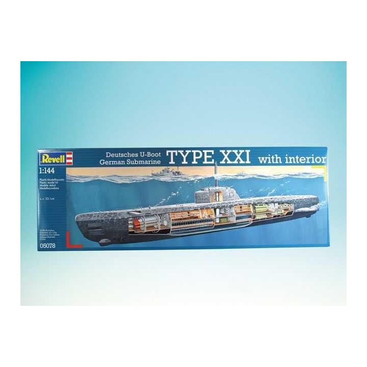 Plastic modelKit ponorka 05078 - Deutsches U-Boot Typ XXI mit Interieur (1:144)