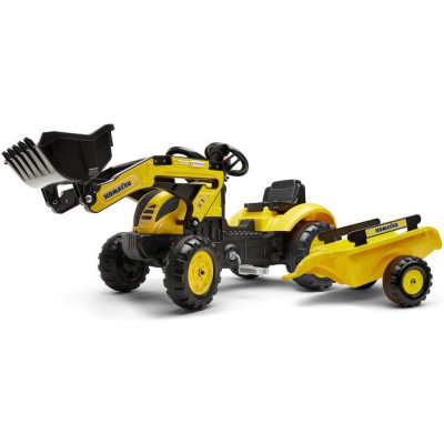 FALK - Šlapací traktor Komatsu Pedal backhoe s vlečkou a nakladačem