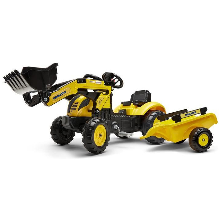 FALK - Šlapací traktor Komatsu Pedal backhoe s vlečkou a nakladačem