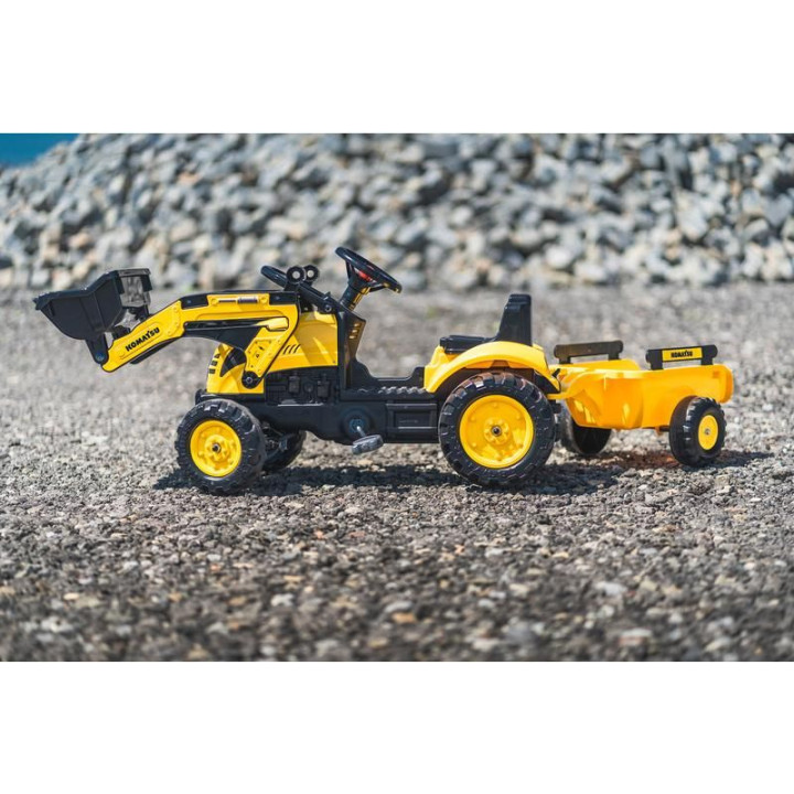FALK - Šlapací traktor Komatsu Pedal backhoe s vlečkou a nakladačem