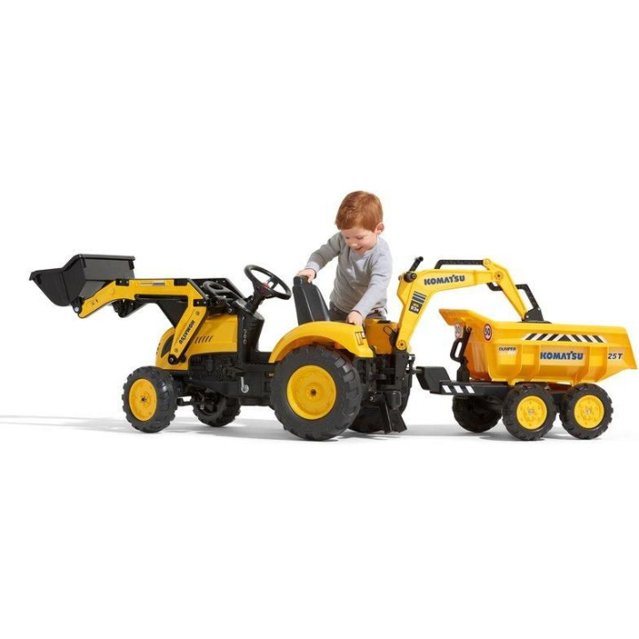 FALK - Šlapací traktor Komatsu s bagrem a Maxi vlečkou