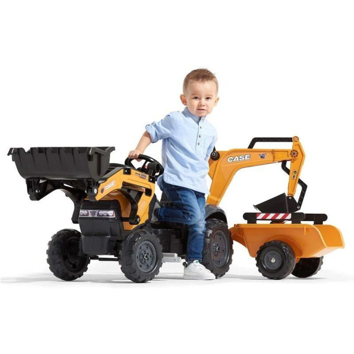 FALK - Šlapací traktor Case IH Beckhoe s nakladačem, rypadlem a vlečkou