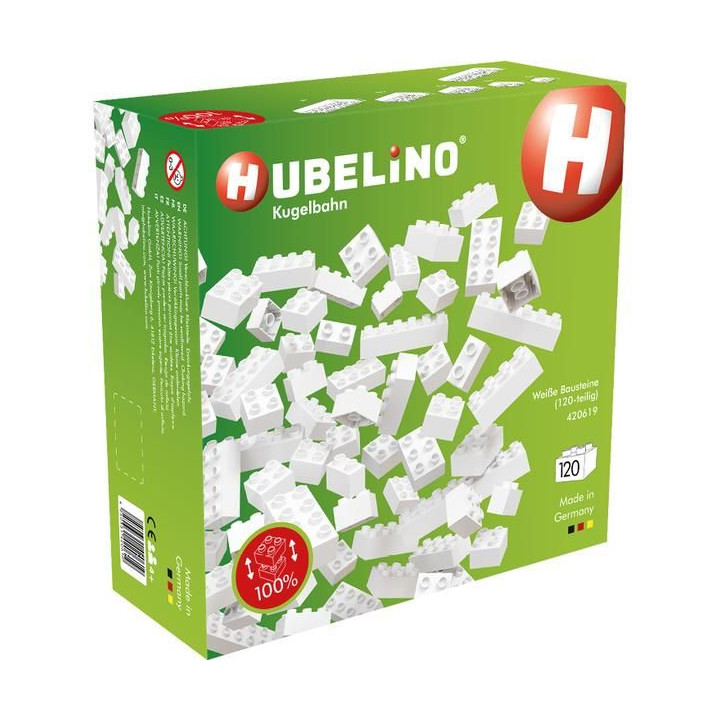 HUBELINO Kuličková dráha - kostky bílé 120 dílků