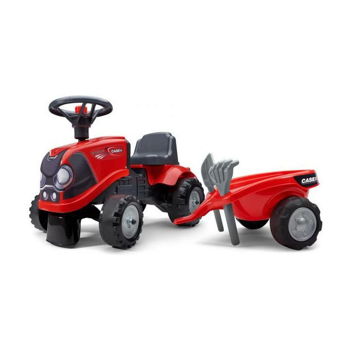 FALK - Dětské odrážedlo Baby Case IH s vlečkou, lopatkou a hrabičkami