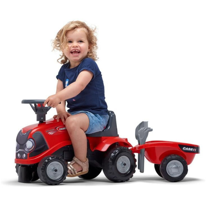 FALK - Dětské odrážedlo Baby Case IH s vlečkou, lopatkou a hrabičkami