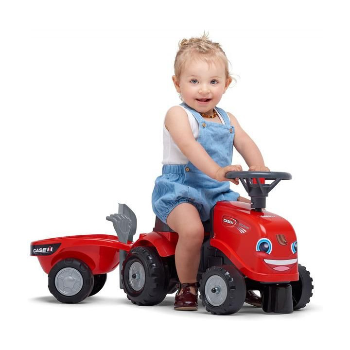 FALK - Dětské odrážedlo Baby Case IH s vlečkou, lopatkou a hrabičkami