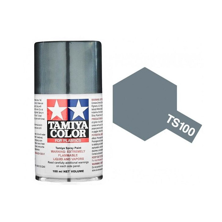 85100 TS-100 Semi-Gloss Bright Gun Metal Tamiya Color 100ml (Acrylic Spray Paint)