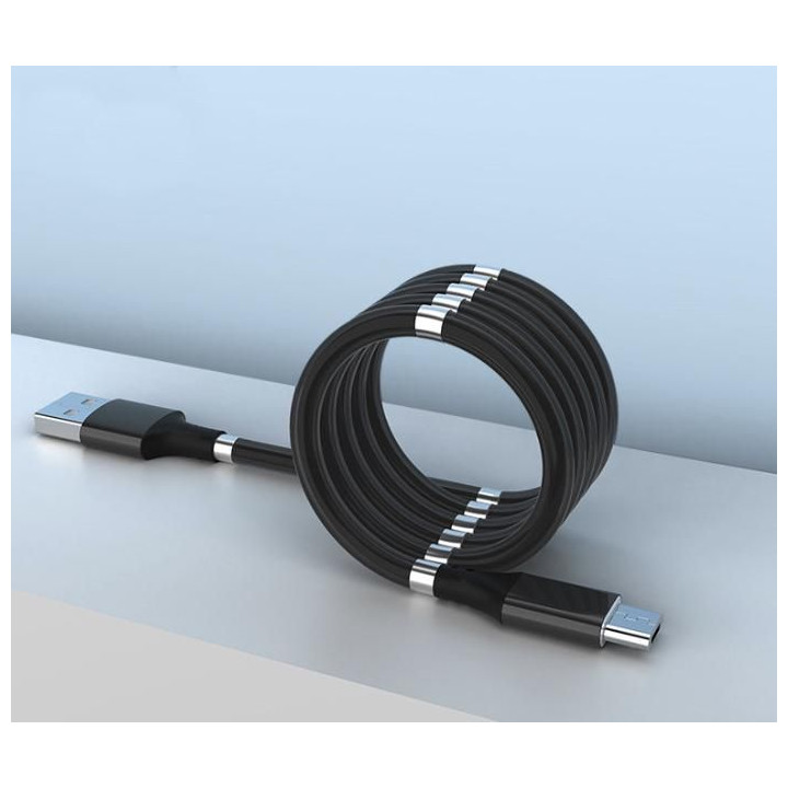 Magnetický samonavíjecí USB nabíjecí kabel (Micro USB) (90 cm)