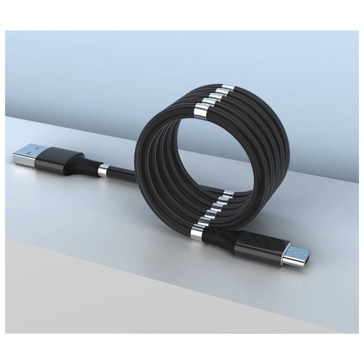 Magnetický samonavíjecí USB nabíjecí kabel (Micro USB) (180 cm)