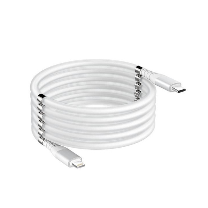 Magnetický samonavíjecí USB nabíjecí kabel (Type-C to Lightning)(90cm)