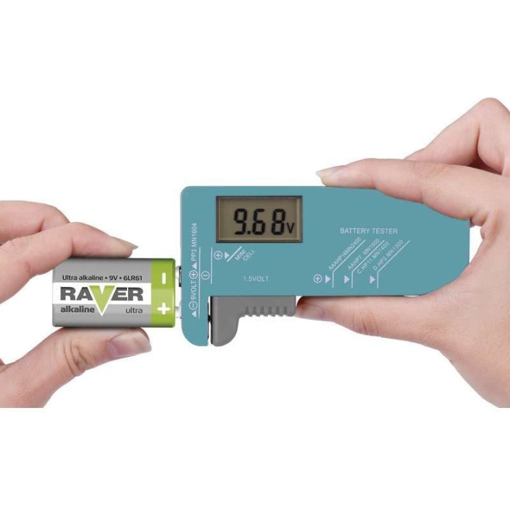  Univerzálny tester batérií ­ (AA, AAA, C, D, 9V, gombíkových)