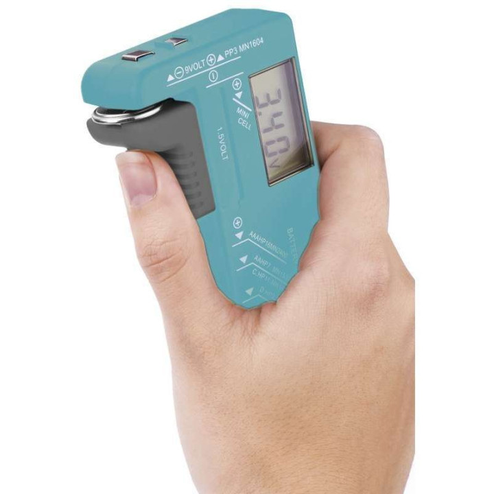  Univerzálny tester batérií ­ (AA, AAA, C, D, 9V, gombíkových)