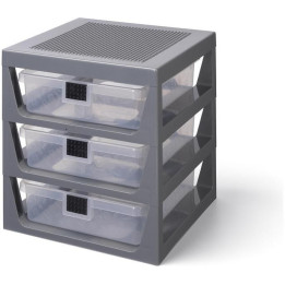 LEGO organizér se třemi zásuvkami - tmavě šedá