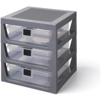 LEGO organizér se třemi zásuvkami - tmavě šedá