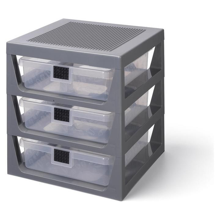 LEGO organizér se třemi zásuvkami - tmavě šedá