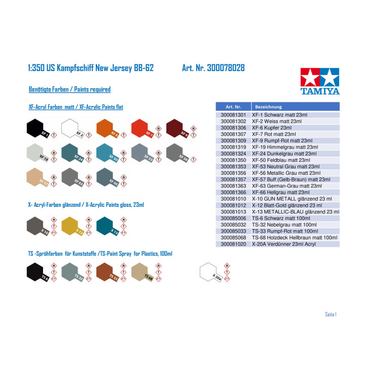 Tamiya 1:350 US Battleship New Jersey BB-62