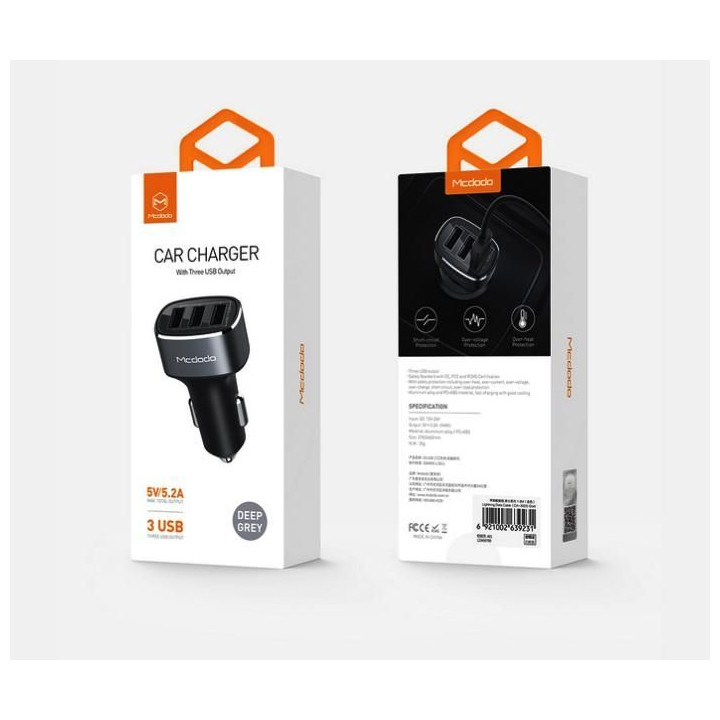 5V 5.2A Triple-USB Car Charger