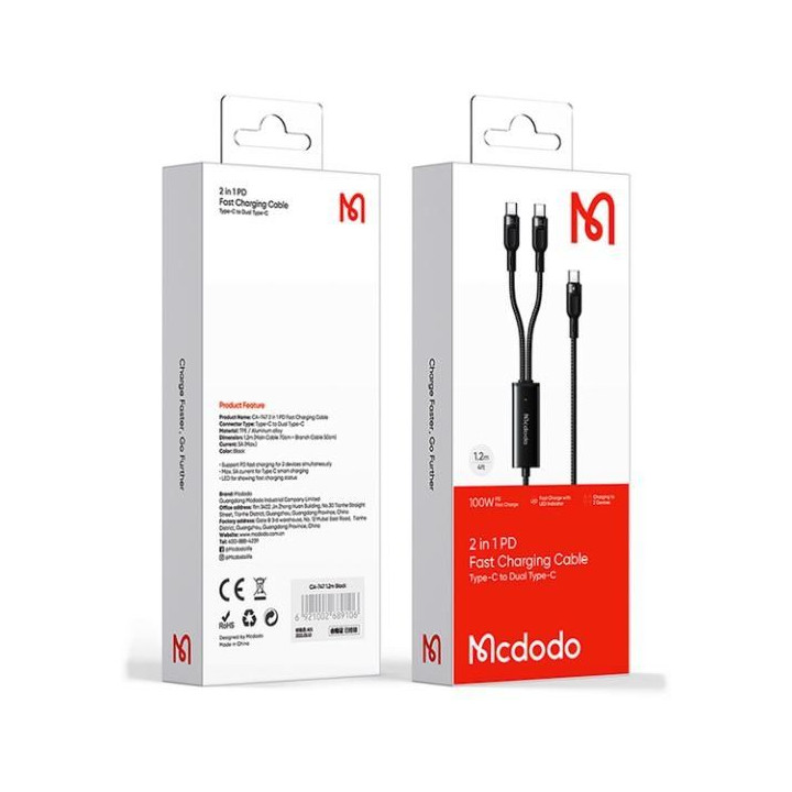 2in1 PD Fast Charging Cable (C to C+C)