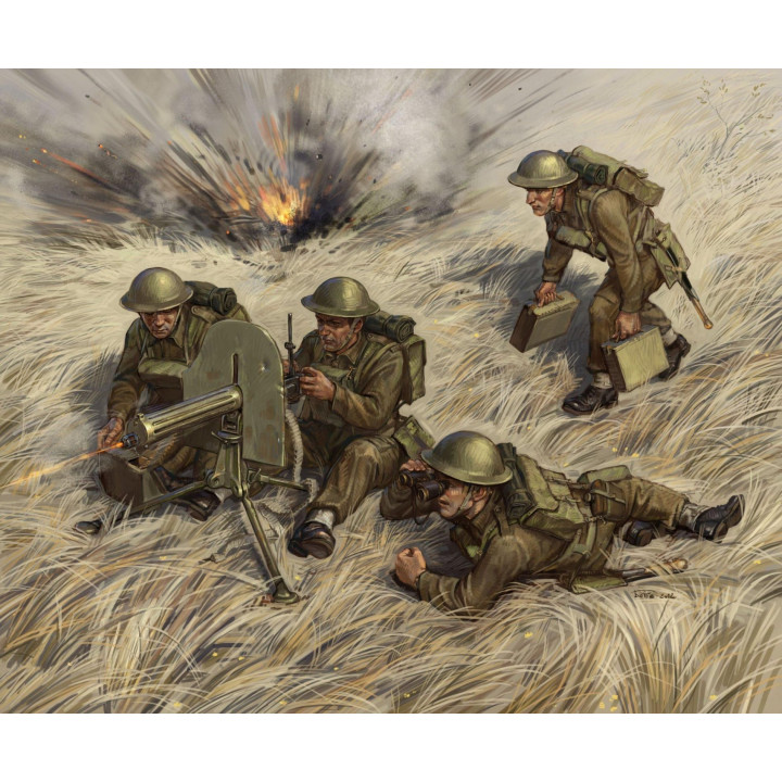 Wargames (WWII) figurky 6167 - British Machine Gun with crew 1939-42 (1:72)