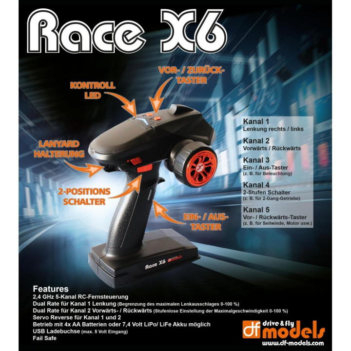DF-4J XXL CRAWLER 2020 ORANGE s LED 5CH VYSIELAČ 2,4