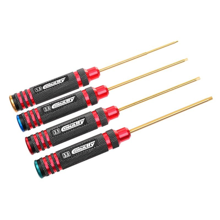 Imbusové šroubováky - metrické - ALU verze SADA: 1.5, 2.0, 2.5 a 3.0 x 100mm, 4 ks.