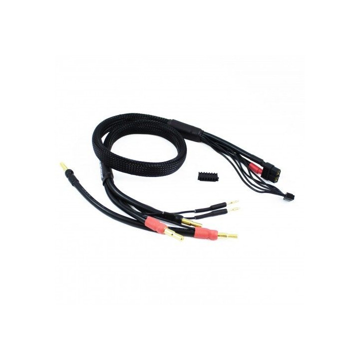 2 x 2S černý nabíj. kabel G4/G5 v černé ochranné punčoše - dlouhý 60cm-(XT60, 3-pin XH)