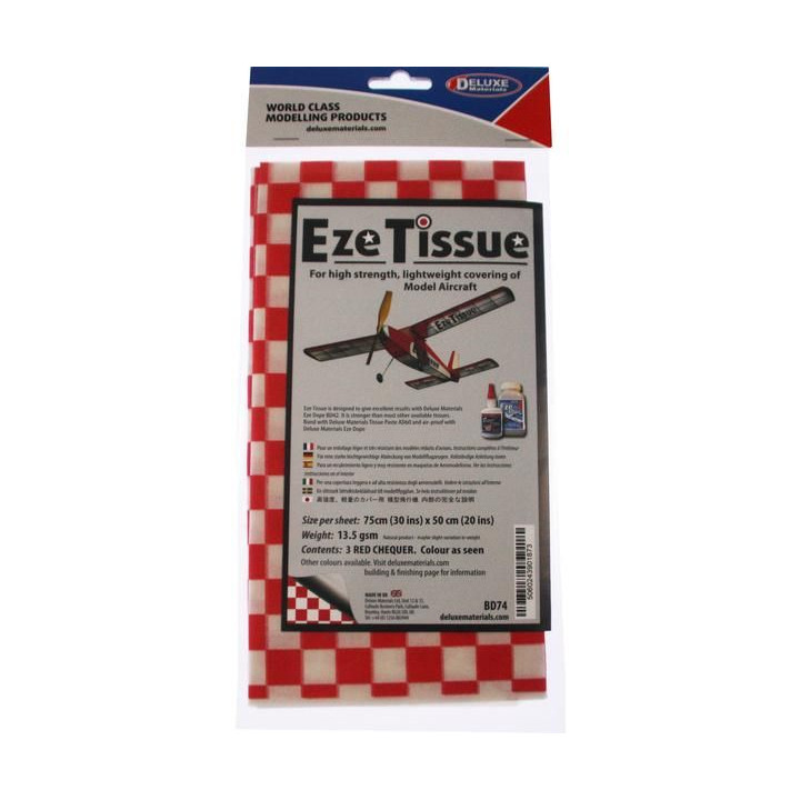 Eze Tissue potahovací papír 13.5g/m2 75x50cm kostkovaný červený (3ks)