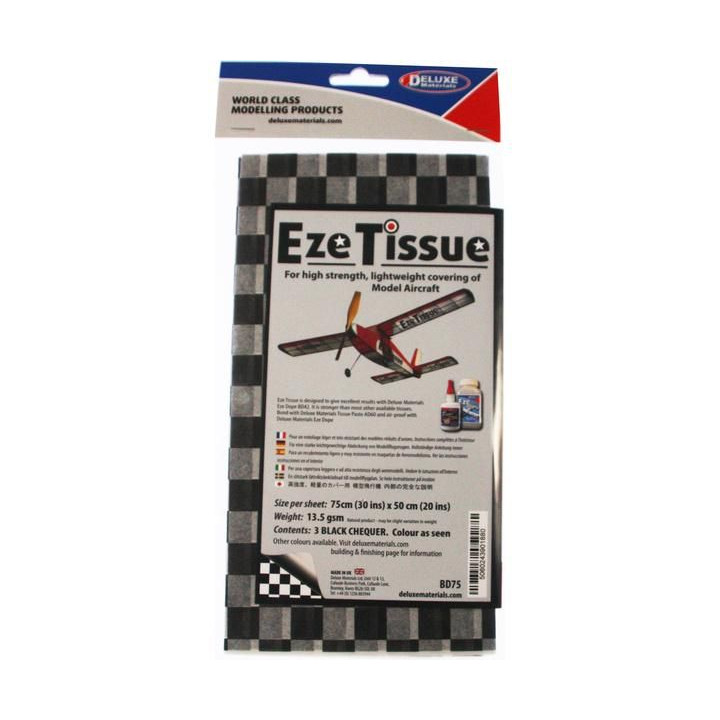 Eze Tissue potahovací papír 13.5g/m2 75x50cm kostkovaný černý (3ks)