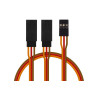 Plochý Y-kabel krátký s konektory JR o délce 150 mm s PVC izolací, průřez vodičů 0,25 mm2.