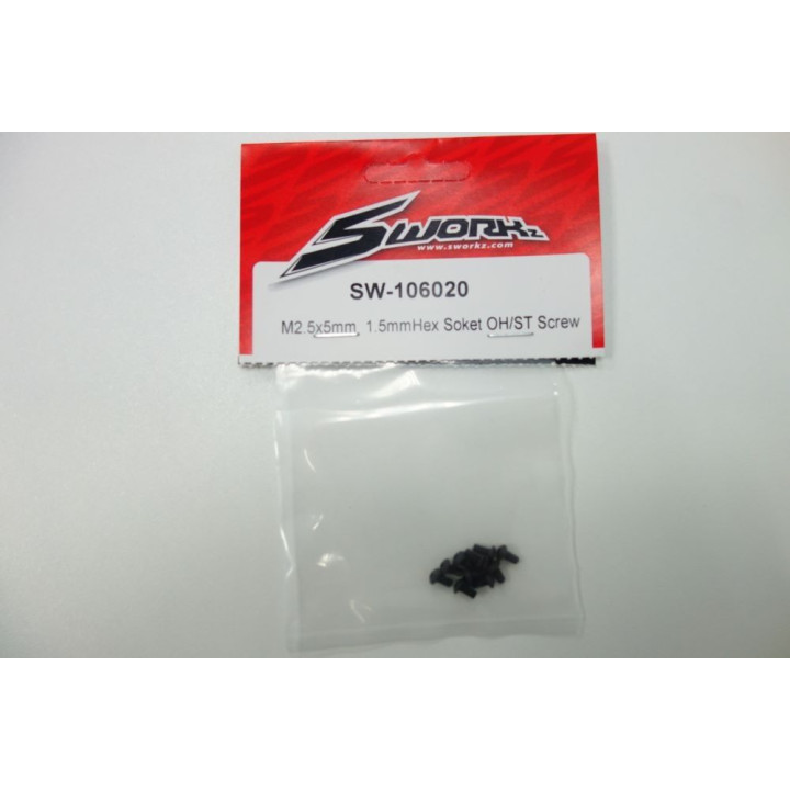 SWORKz ocelový Inbusový šroub s čočkovitou hlavou, M2,5x5mm, 10 ks.