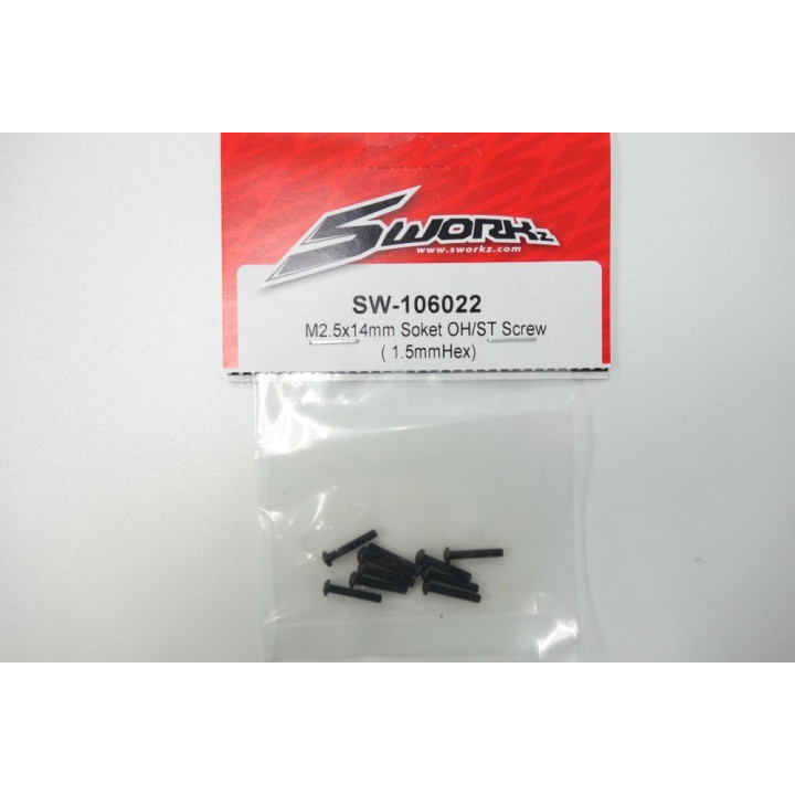 SWORKz ocelový Inbusový šroub s čočkovitou hlavou M2,5x14mm, 10 ks.