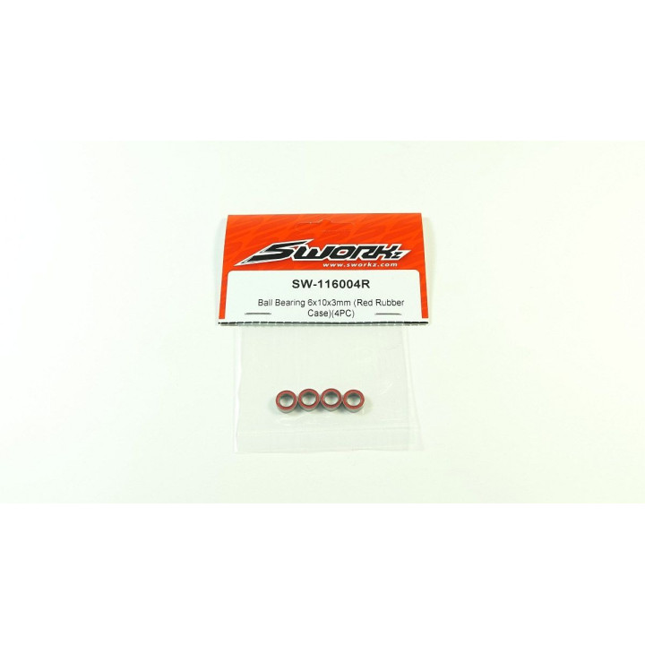 SWORKz kuličkové ložiska s červenou gum. prachovkou 6x10x3mm, 4 ks.