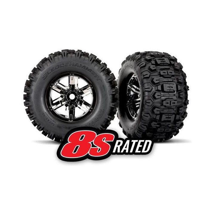 Traxxas kolo 4.3/5.7", disk černý chrom, pneu Sledgehammer (pár)