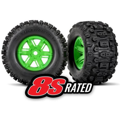 Traxxas kolo 4.3/5.7", disk zelený, pneu Sledgehammer (pár)
