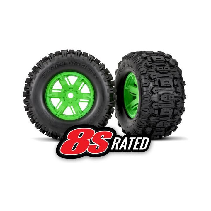 Traxxas kolo 4.3/5.7", disk zelený, pneu Sledgehammer (pár)