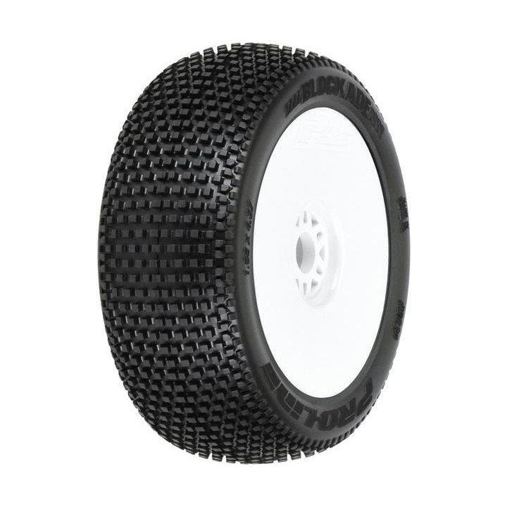 Pro-Line kolo 3.3", pneu Blockade S3 Buggy Tires, disk H17 bílý (2)