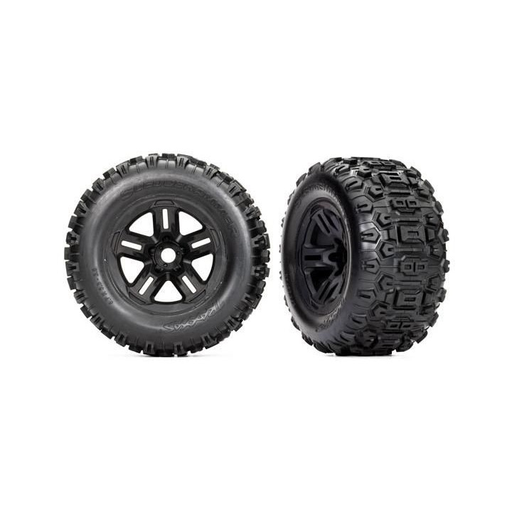 Traxxas kolo 3.8", pneu Sledgehammer, disk S17 černý (2)