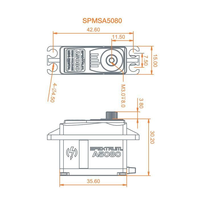 Spektrum servo A5080 9.4kg.cm 0.094s/60° MT/HS Min