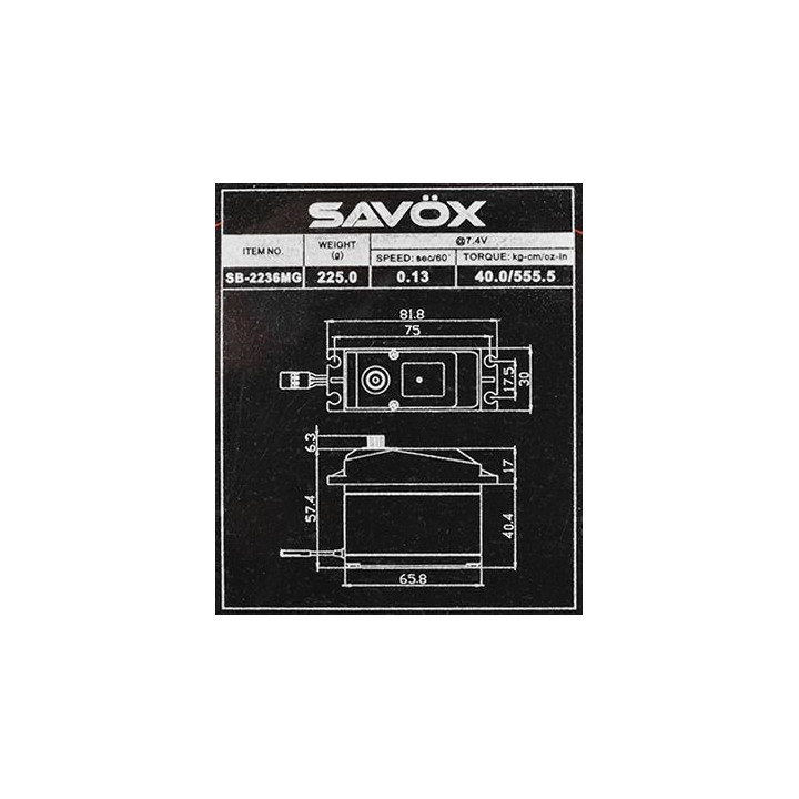 SB-2236MG BRUSHLESS HiVOLT Digitální servo (40kg-0,13s/60°)