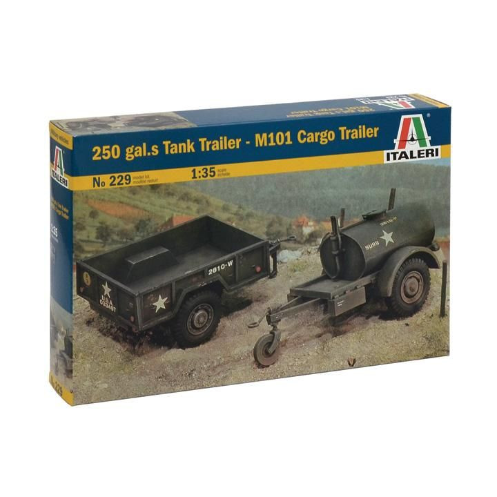 Model Kit military 0229 - 250 GAL.S TANK TRAILER - M101 CARGO TRAILER (1:35)