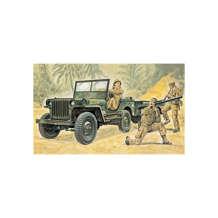 Model Kit military 0314 - Willys MB Jeep with Trailer (1:35)