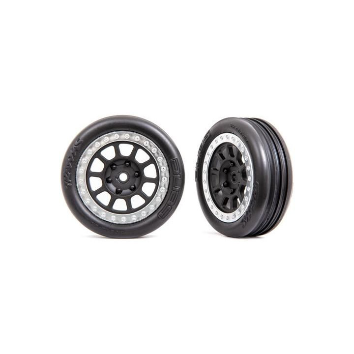 Traxxas kolo 2.2", disk šedý/chromovaný, pneu Ribbed (2) (přední)
