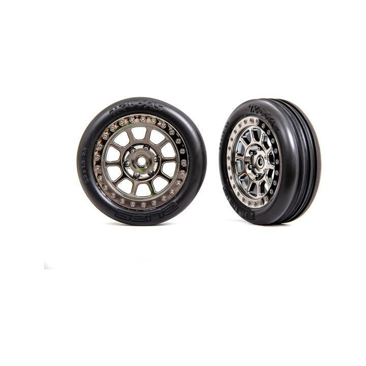 Traxxas kolo 2.2", disk černě chromovaný, pneu Ribbed (2) (přední)