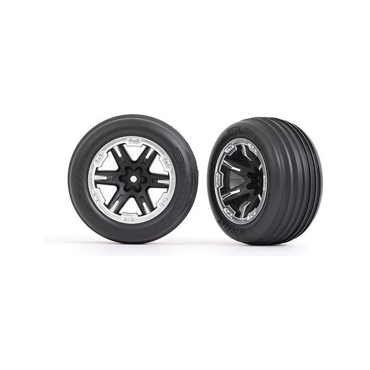 Traxxas kolo 2.8", disk RXT černý/polomatný chrom, pneu Ribbed (2) (přední)